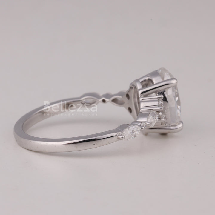 1.50CT Oval Cut Cluster Diamond Moissanite Engagement Ring