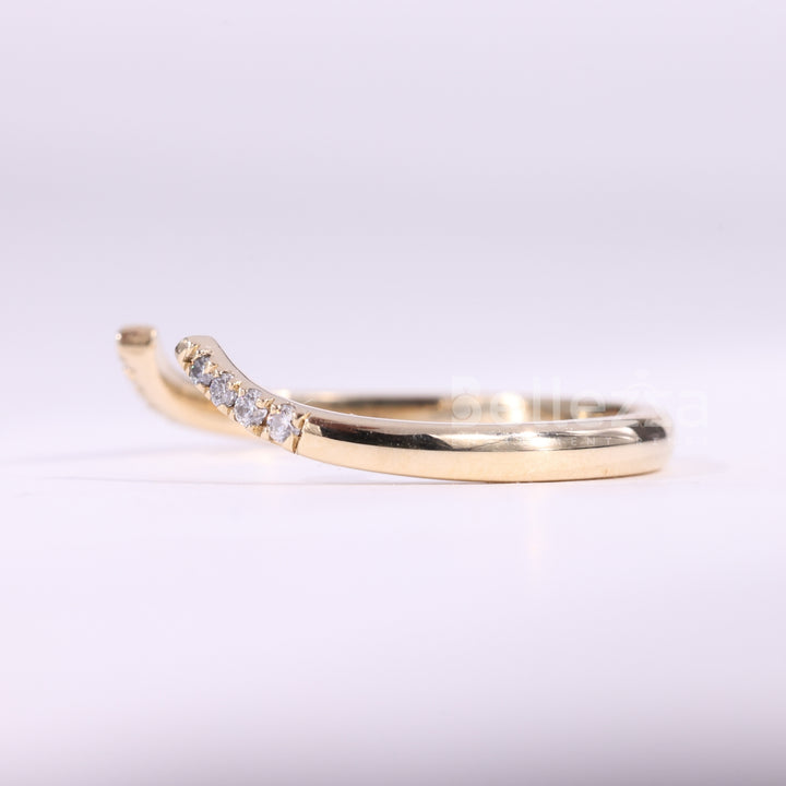 Round Cut Diamond Unqiue Open Cuff Style Wedding Band