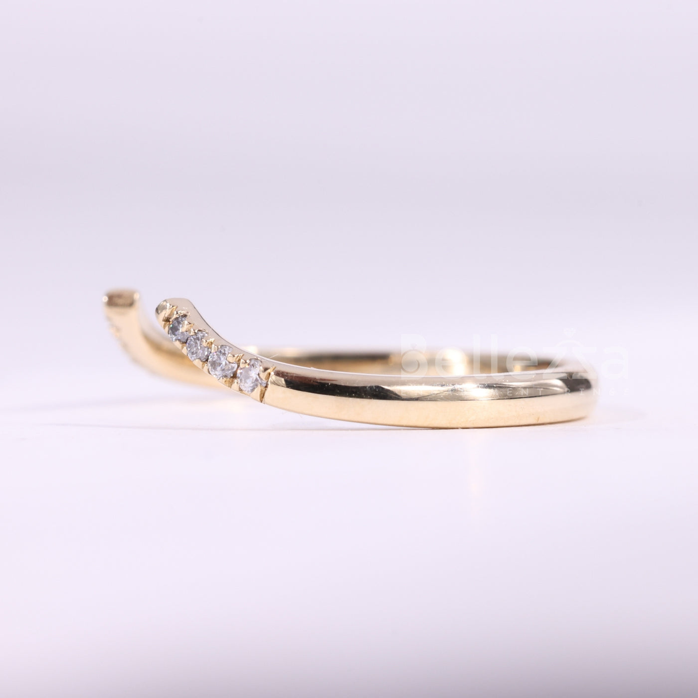 Round Cut Diamond Unqiue Open Cuff Style Wedding Band