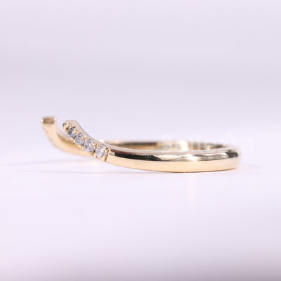 Round Cut Diamond Unqiue Open Cuff Style Wedding Band