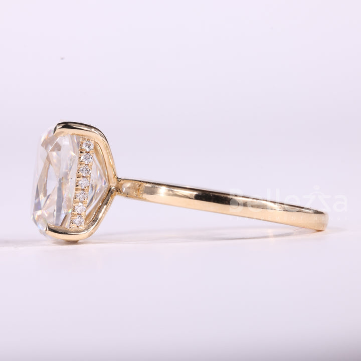 1.50CT Elongated Cushion Cut Hidden Halo Moissanite Engagement Ring