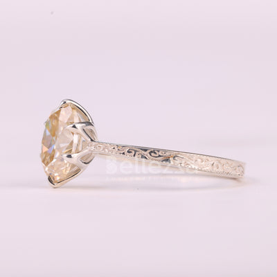 1.0CT Oval Cut Unique Solitaire Vintage Inspired Engagement Ring