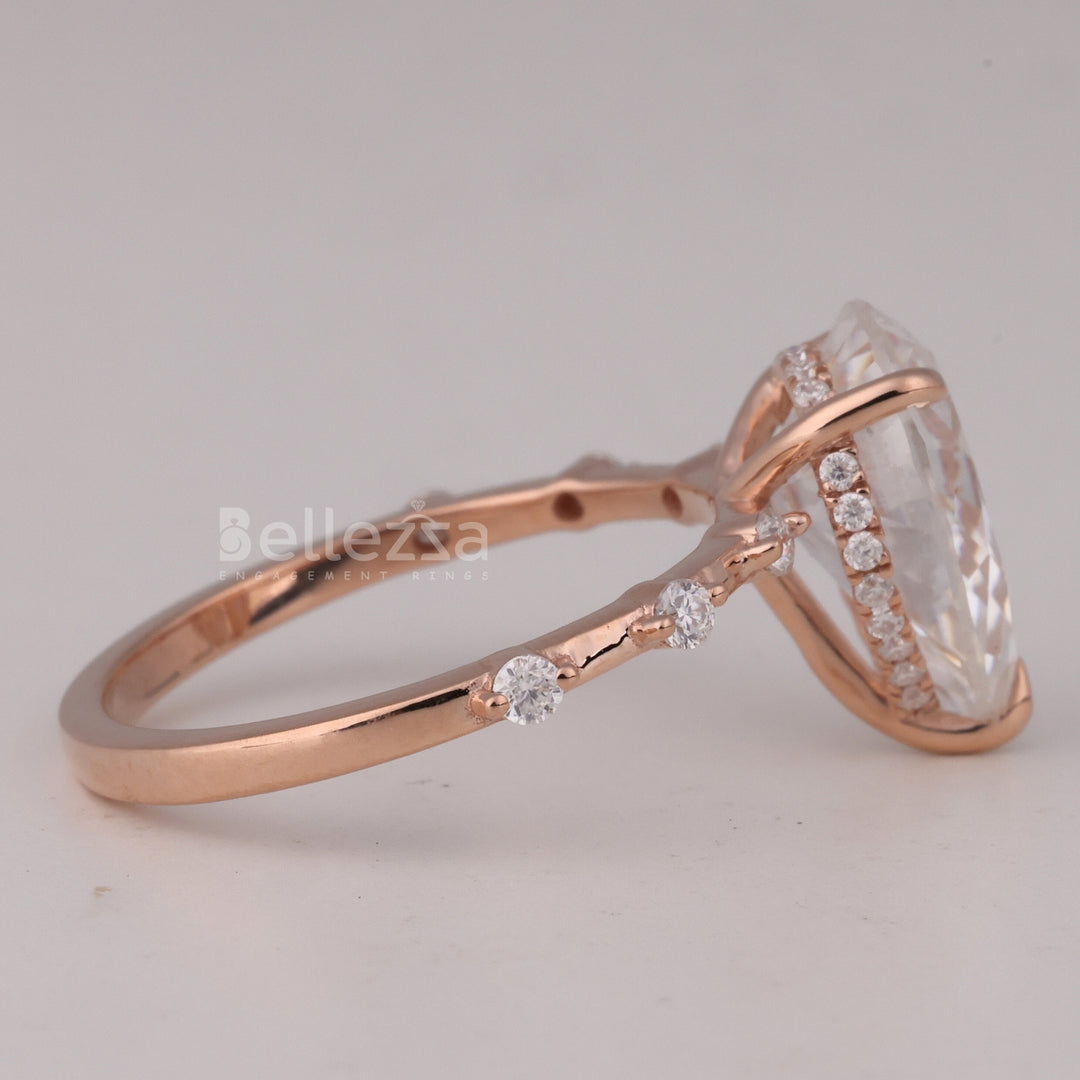 1.50CT Pear Cut Hidden Halo Pave Setting Engagement Ring