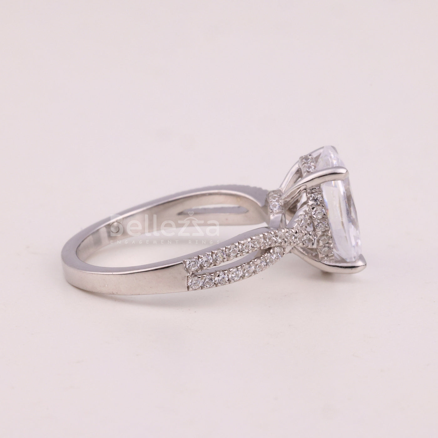 1.50CT Oval Cut Diamond Twisted Pave Setting Engagement Ring