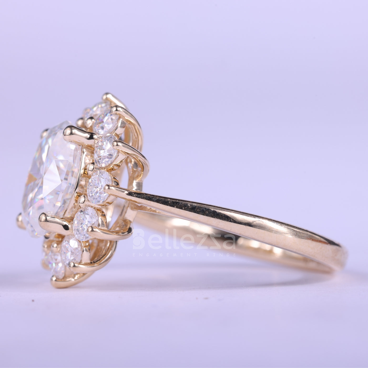 1.50CT Oval Cut Halo Diamond Moissanite Engagement Ring