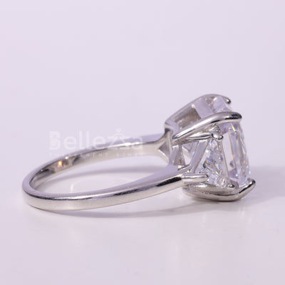 1.50CT Asscher Cut Three Stone Moissanite Engagement Ring
