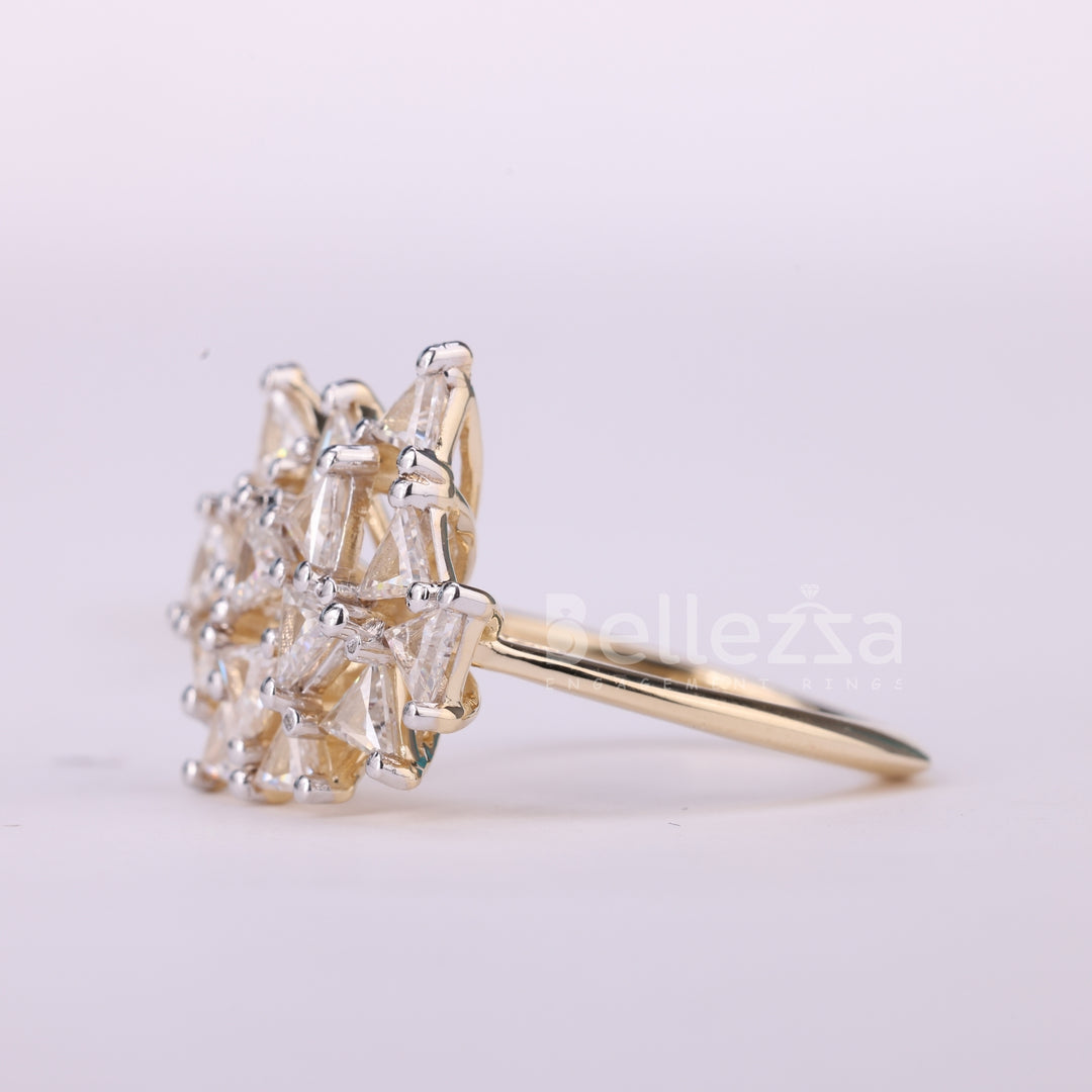 Triangle Cut Diamond Cluster Diamond Moissanite Engagement Ring