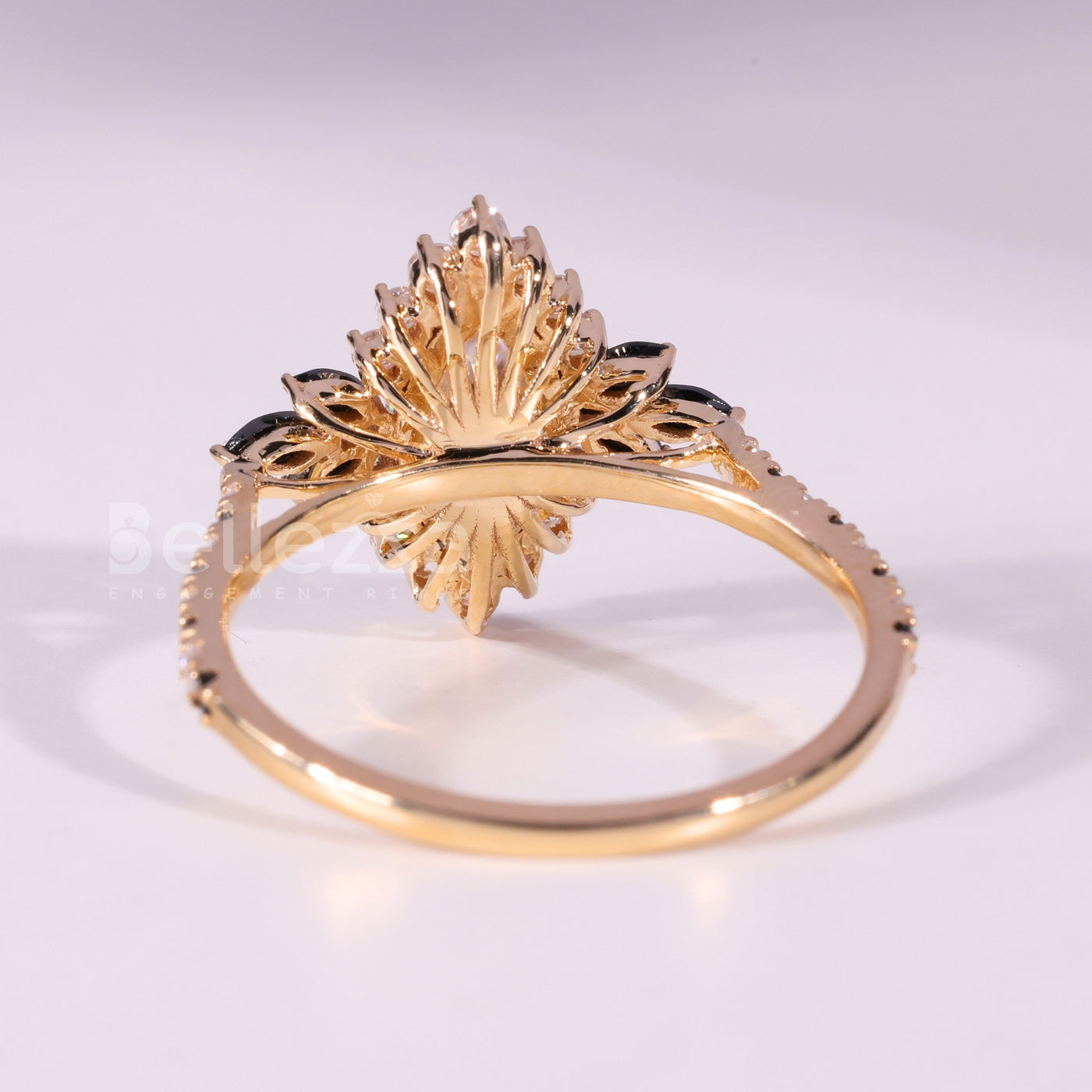 1.0CT Marquise Cut Unique Black Cluster Diamond Engagement Ring