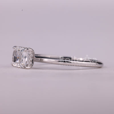 1.0CT East-West Radiant Cut Hidden Halo Moissanite Engagement Ring