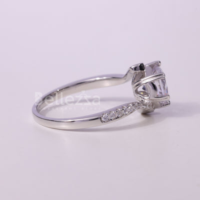 1.0CT Round Cut Bypass Shank Pave Setting Engagement Ring