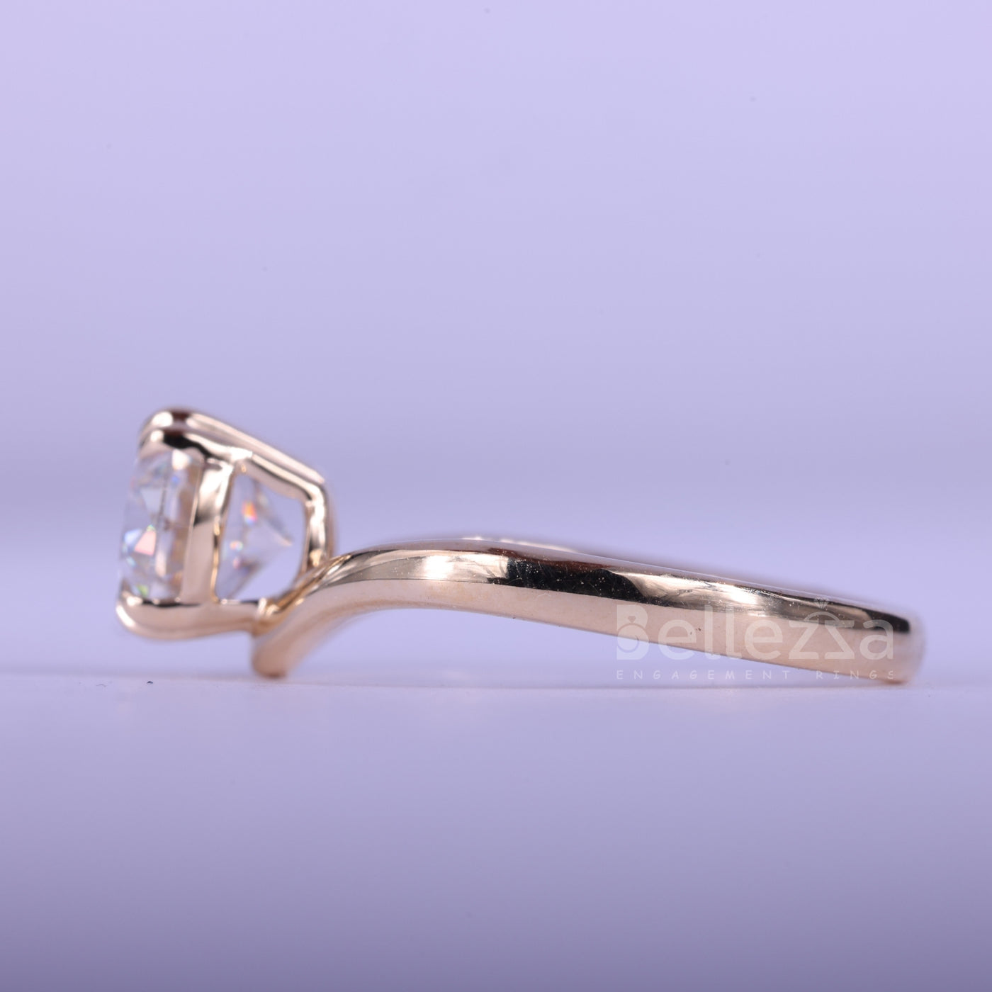 1.50CT East-West Oval Cut Curved Moissanite Engagement Ring