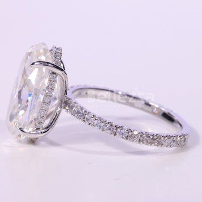 5.50CT Oval Cut Hidden Halo Pave Setting Moissanite Engagement Ring