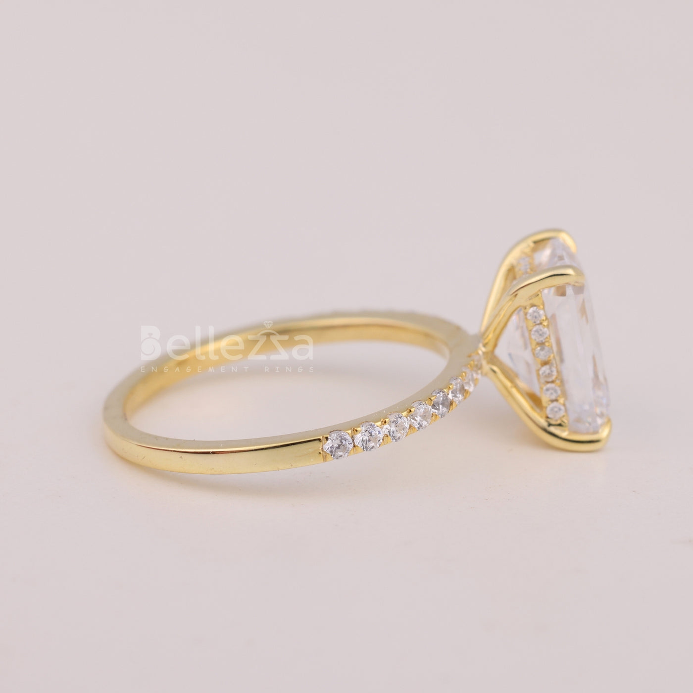 2.0CT Radiant Cut Pave Setting Moissanite Engagement Ring