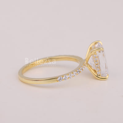 2.0CT Radiant Cut Pave Setting Moissanite Engagement Ring