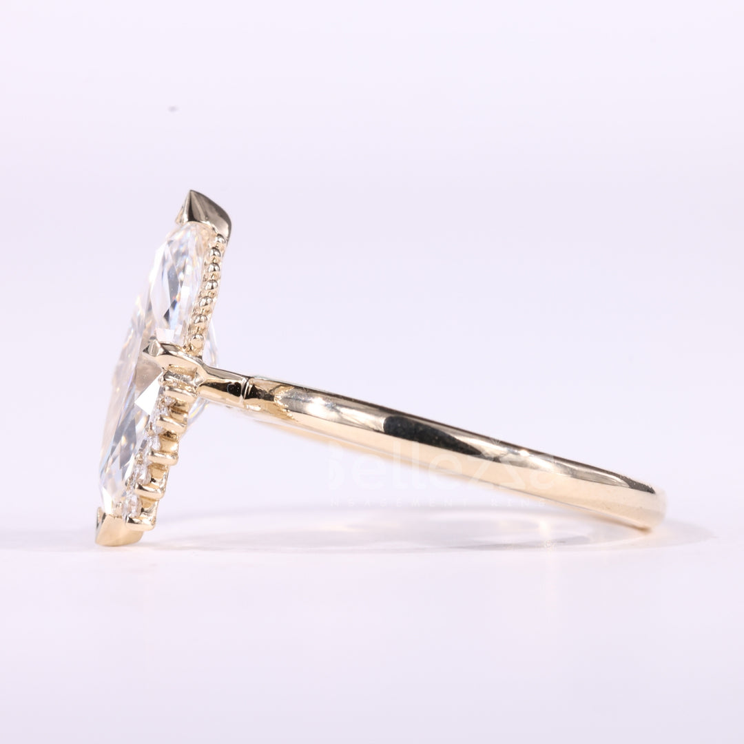 2.0CT Marquise Cut Unique Cluster Diamond Moissanite Engagement Ring