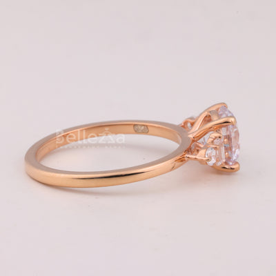 1.0CT Round Cut Cluster Diamond Moissanite Engagement Ring