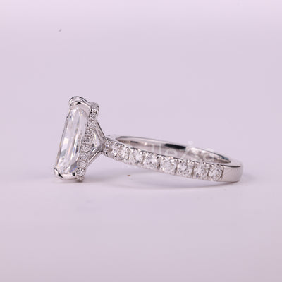 2.0CT Radiant Cut Hidden Halo Pave Setting Moissanite Engagement Ring
