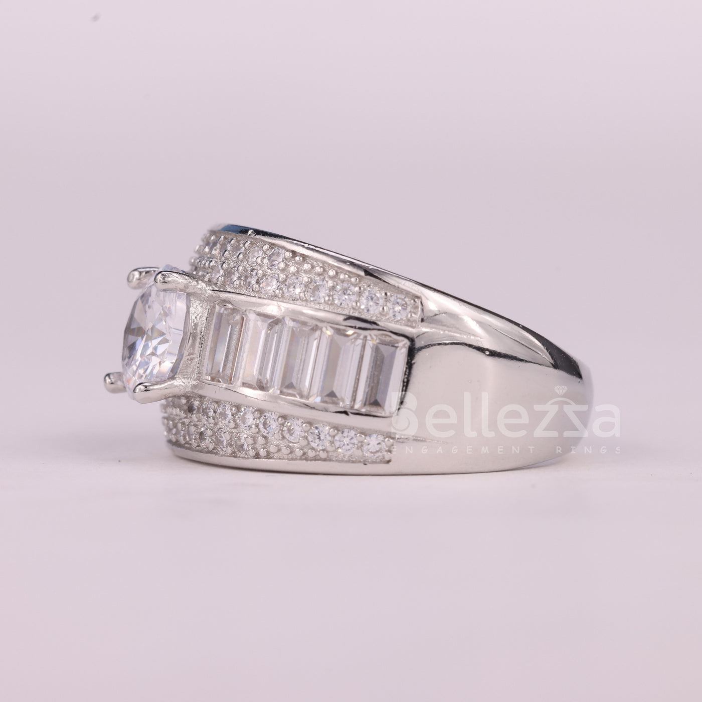 1.0CT Round Cut Cluster Diamond Moissanite Engagement Ring