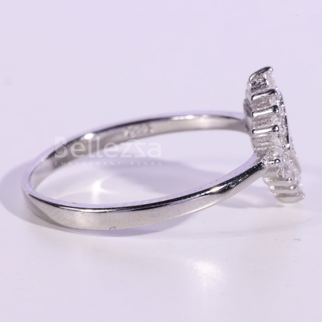 Round Cut Cluster Diamond Moissanite Engagement Ring