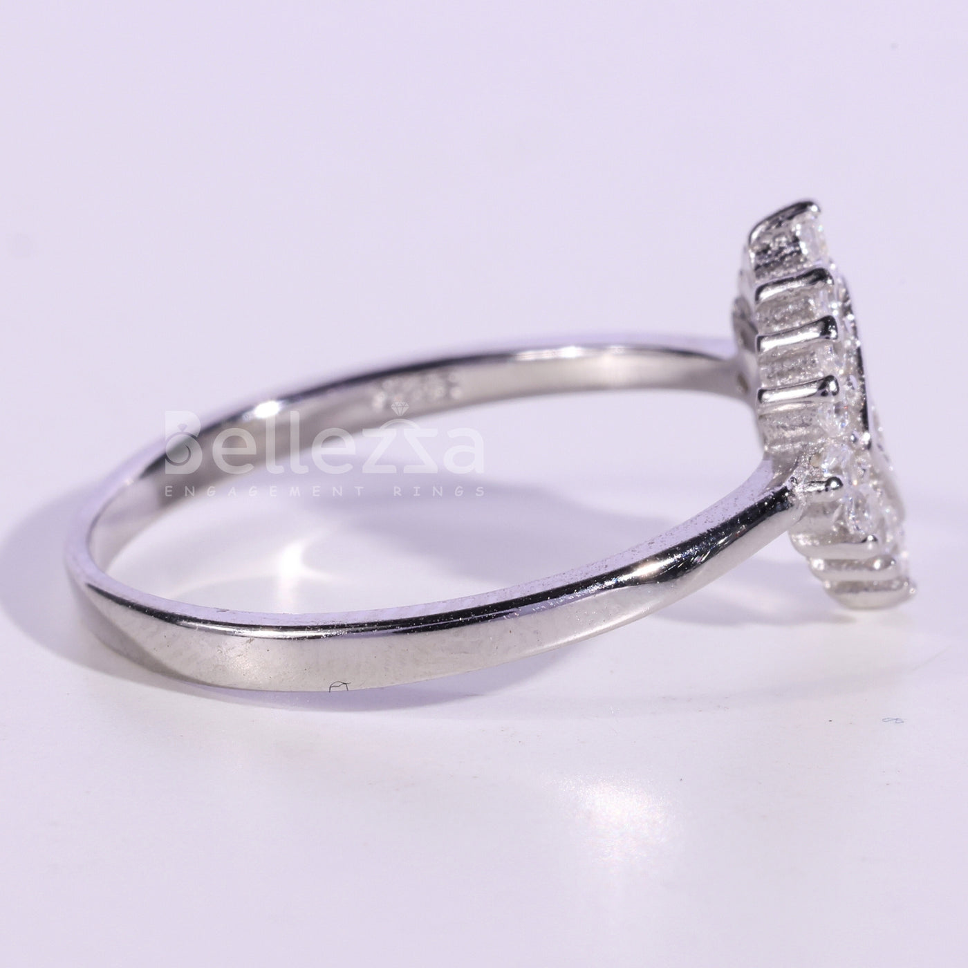 Round Cut Cluster Diamond Moissanite Engagement Ring