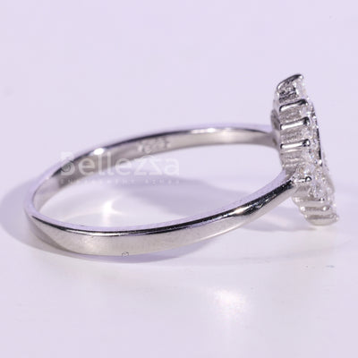 Round Cut Cluster Diamond Moissanite Engagement Ring