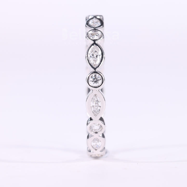 Marquise & Round Cut Alternative Bezel Setting Eternity Wedding Band