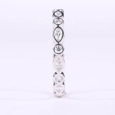 Marquise & Round Cut Alternative Bezel Setting Eternity Wedding Band