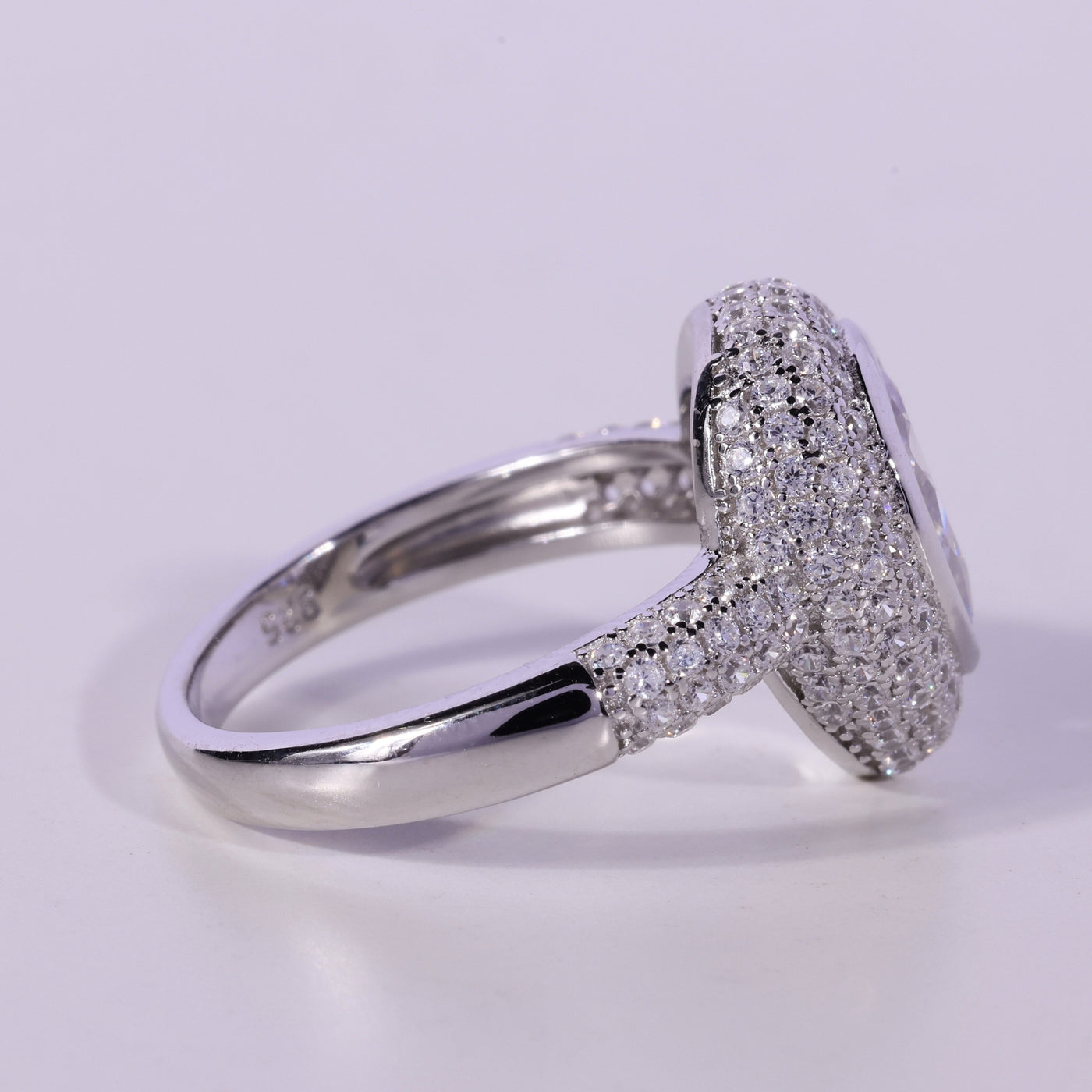 1.0CT Pear Cut Bezel Cluster Diamond Moissanite Engagement Ring