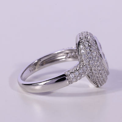 1.0CT Pear Cut Bezel Cluster Diamond Moissanite Engagement Ring