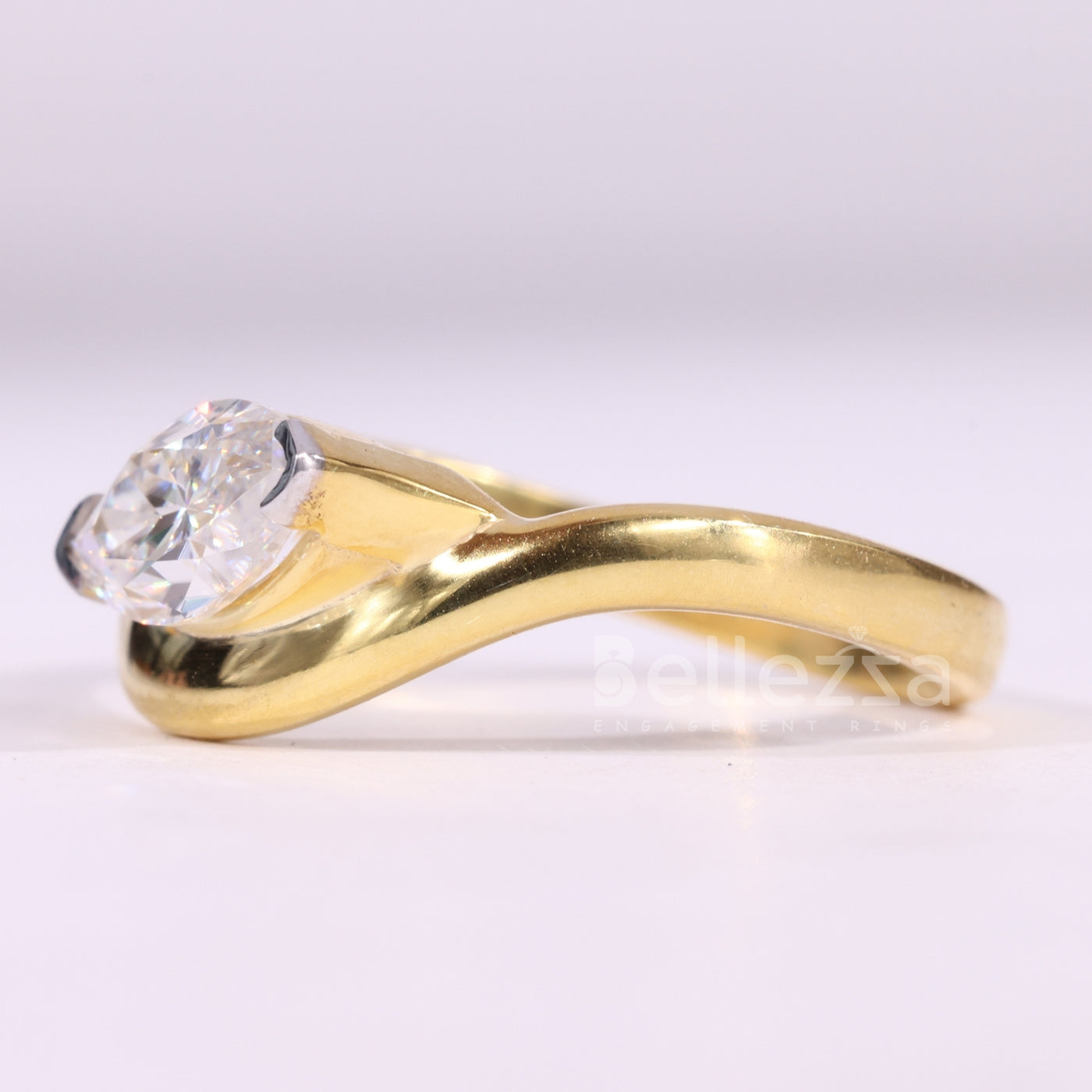 1.50CT Marquise Cut Unique Curved Solitaire Engagement Ring