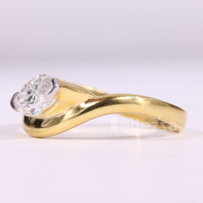 1.50CT Marquise Cut Unique Curved Solitaire Engagement Ring