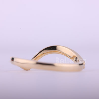 Round Cut Diamond Curved Moissanite Half Eternity Wedding Band