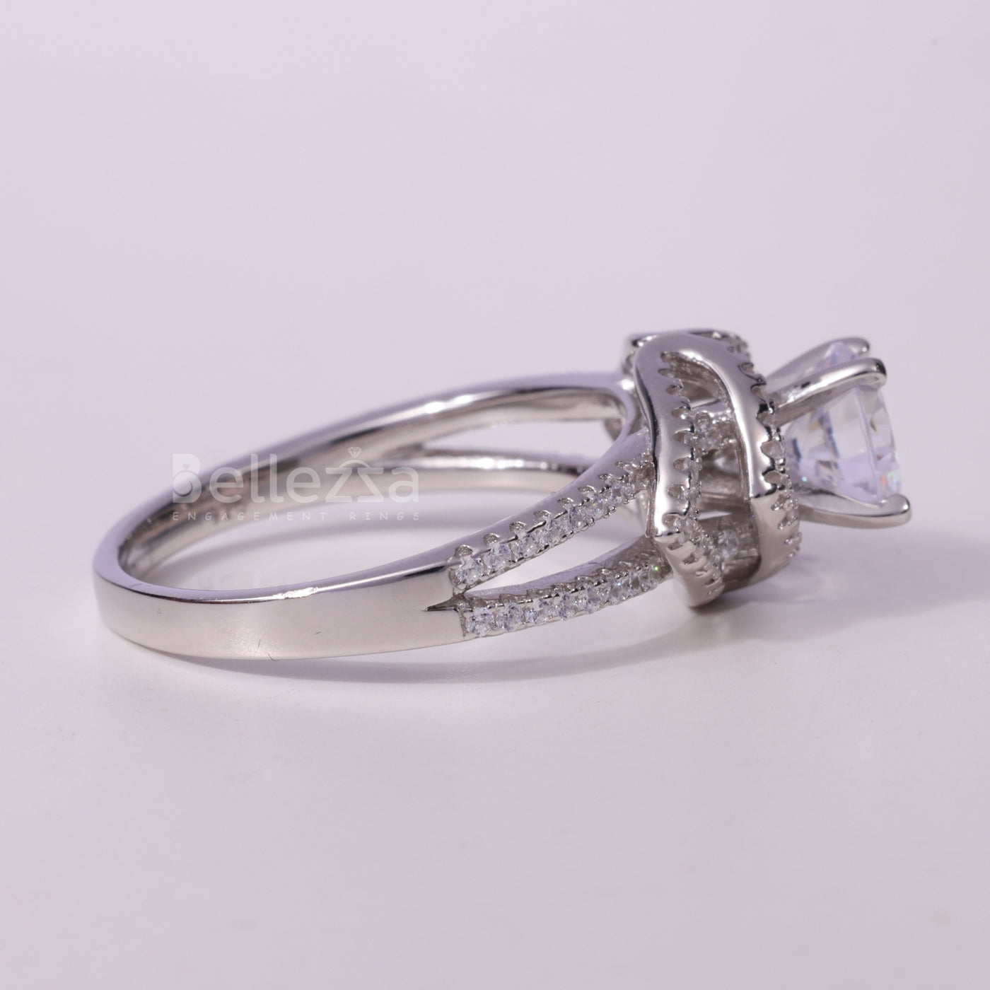 1.0CT Round Cut Cluster Diamond Moissanite Engagement Ring