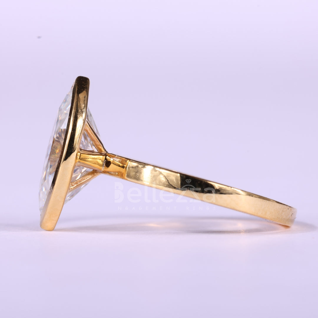 2.0CT Marquise Cut Bezel Setting Solitaire Moissanite Engagement Ring