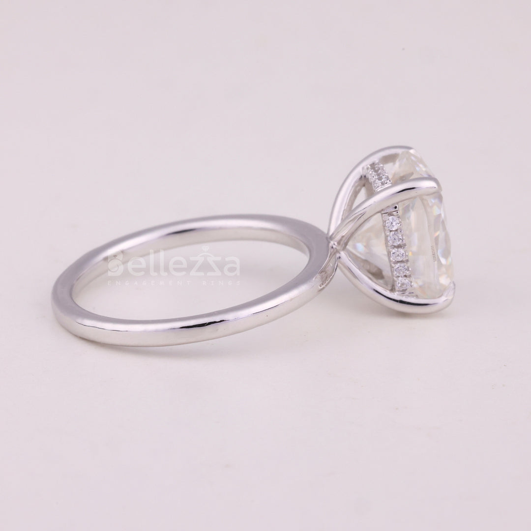 2.0CT Elongated Cushion Cut Hidden Halo Moissanite Engagement Ring