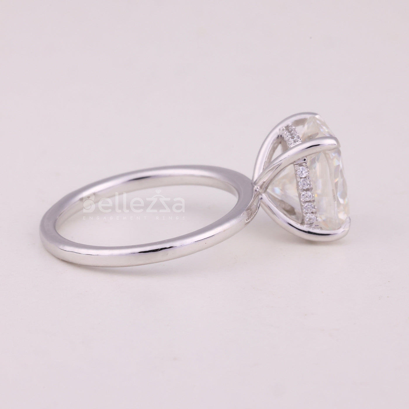 2.0CT Elongated Cushion Cut Hidden Halo Moissanite Engagement Ring