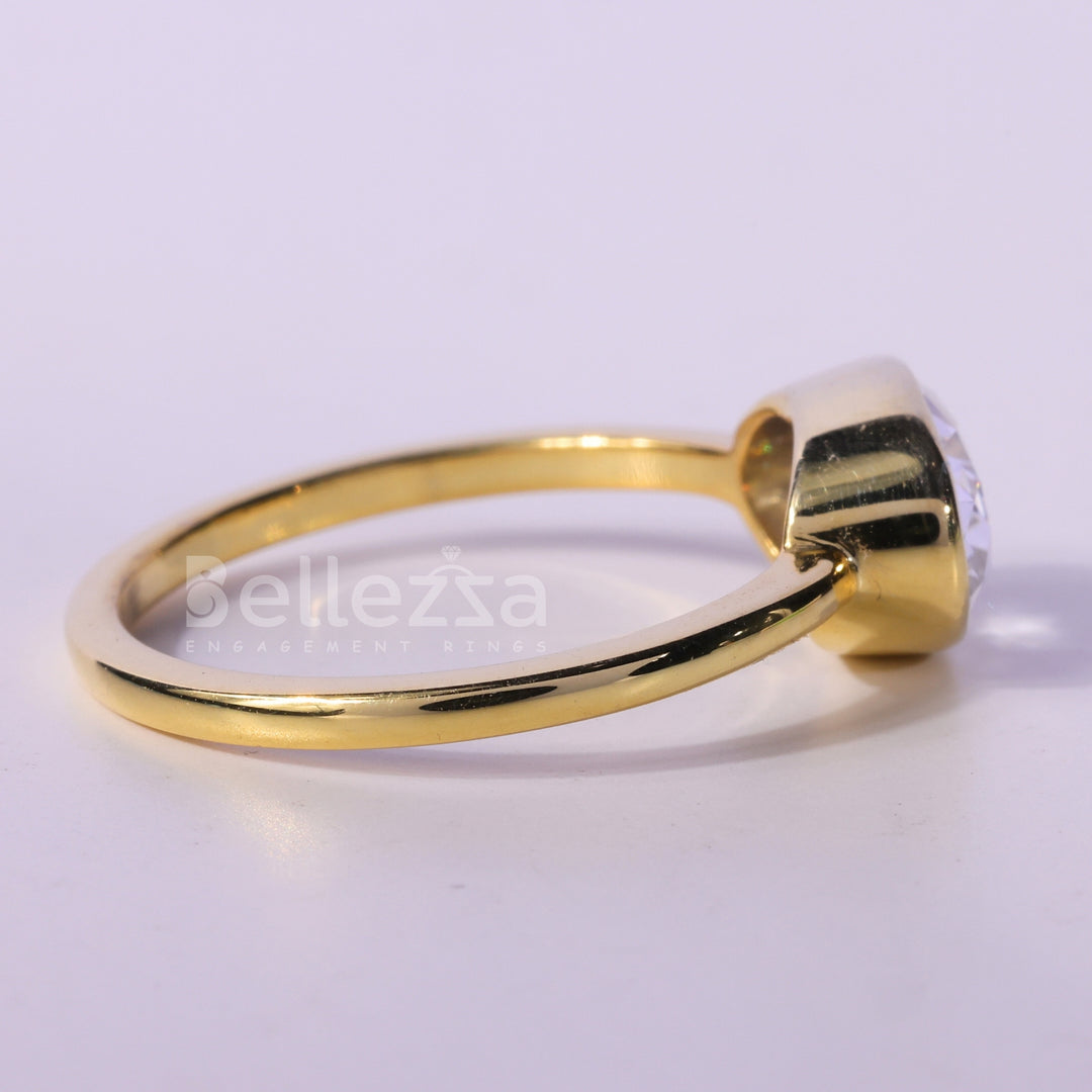 1.50CT East-West Oval Cut Bezel Setting Solitaire Engagement Ring