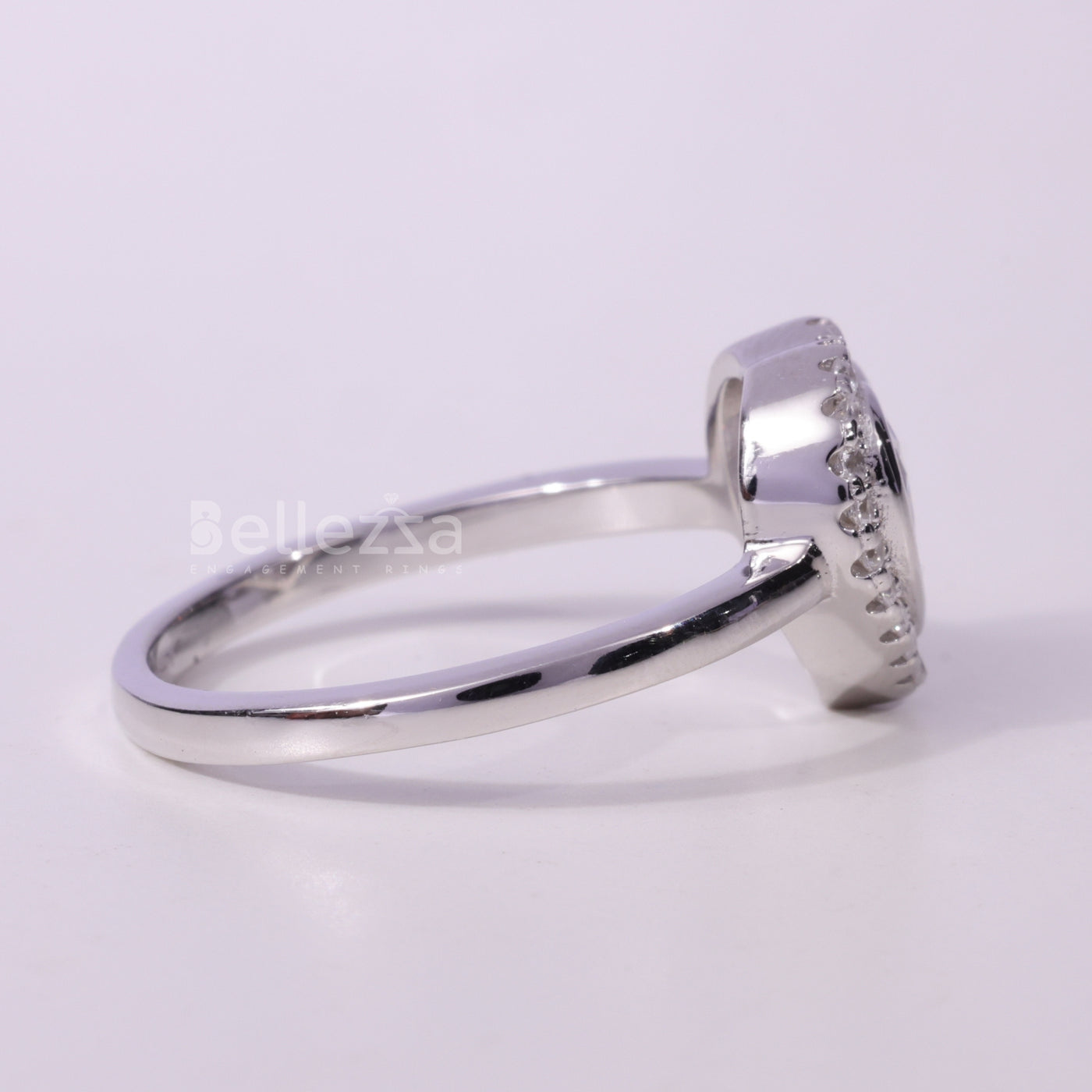 1.0CT Heart Cut Halo Setting Moissanite Engagement Ring