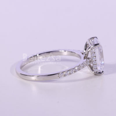 1.0CT Emerald Cut Pave Setting Moissanite Engagement Ring
