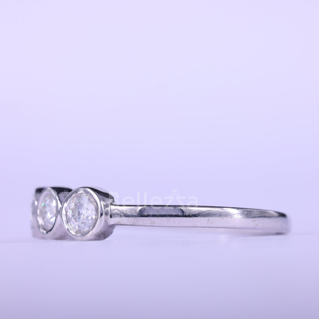 1.20CTW Round Cut Bezel Set Half Eternity Wedding Band