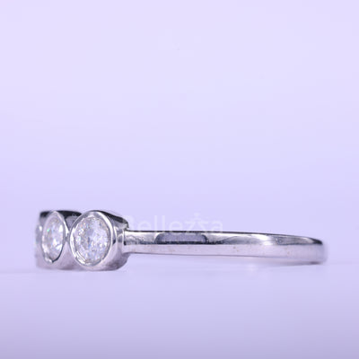 1.20CTW Round Cut Bezel Set Half Eternity Wedding Band