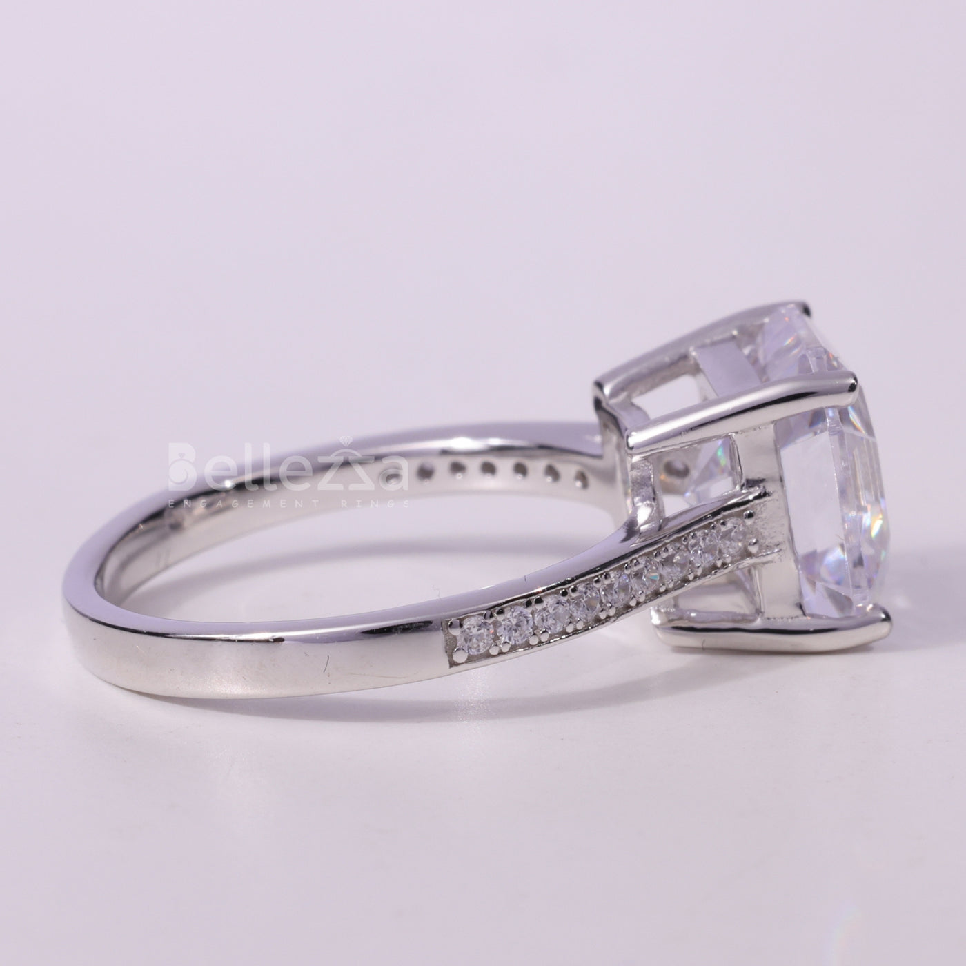 2.0CT Asscher Cut Pave Setting Moissanite Engagement Ring