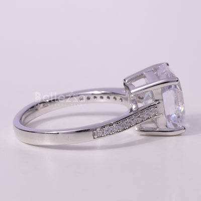 2.0CT Asscher Cut Pave Setting Moissanite Engagement Ring