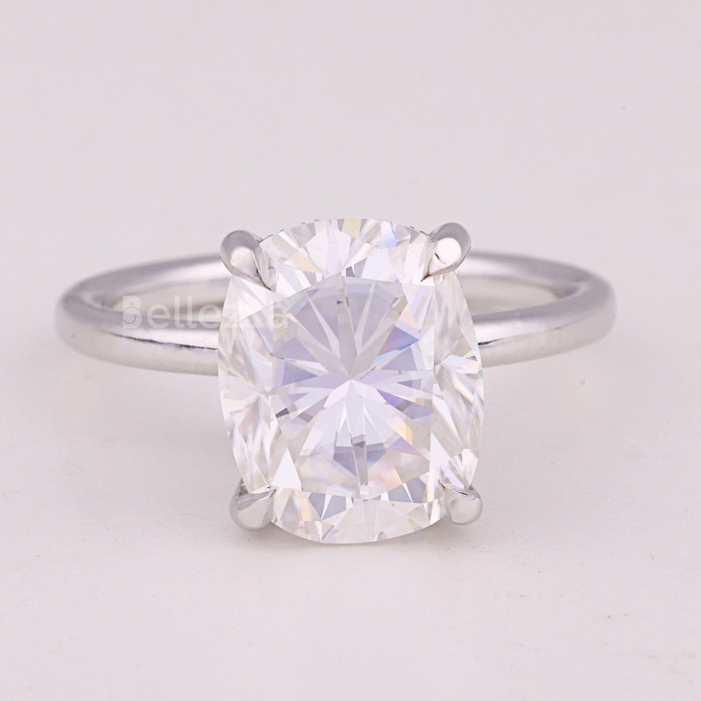 2.0CT Elongated Cushion Cut Hidden Halo Moissanite Engagement Ring