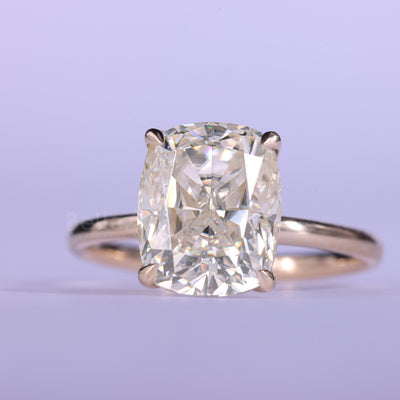 2.0CT Elonganted Cushion Cut Hidden Halo Set Ring