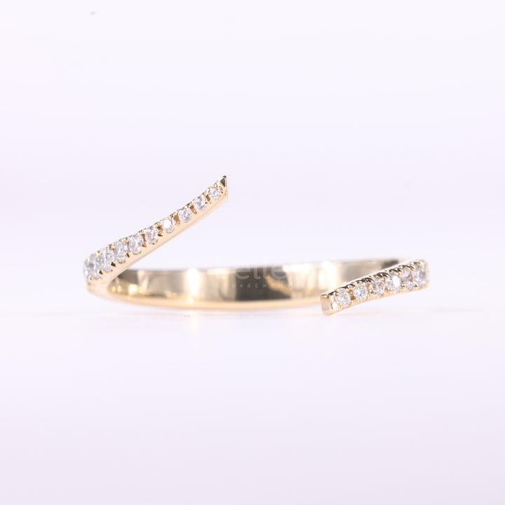 Round Cut Cluster Diamond Open Cuff Moissanite Wedding Band