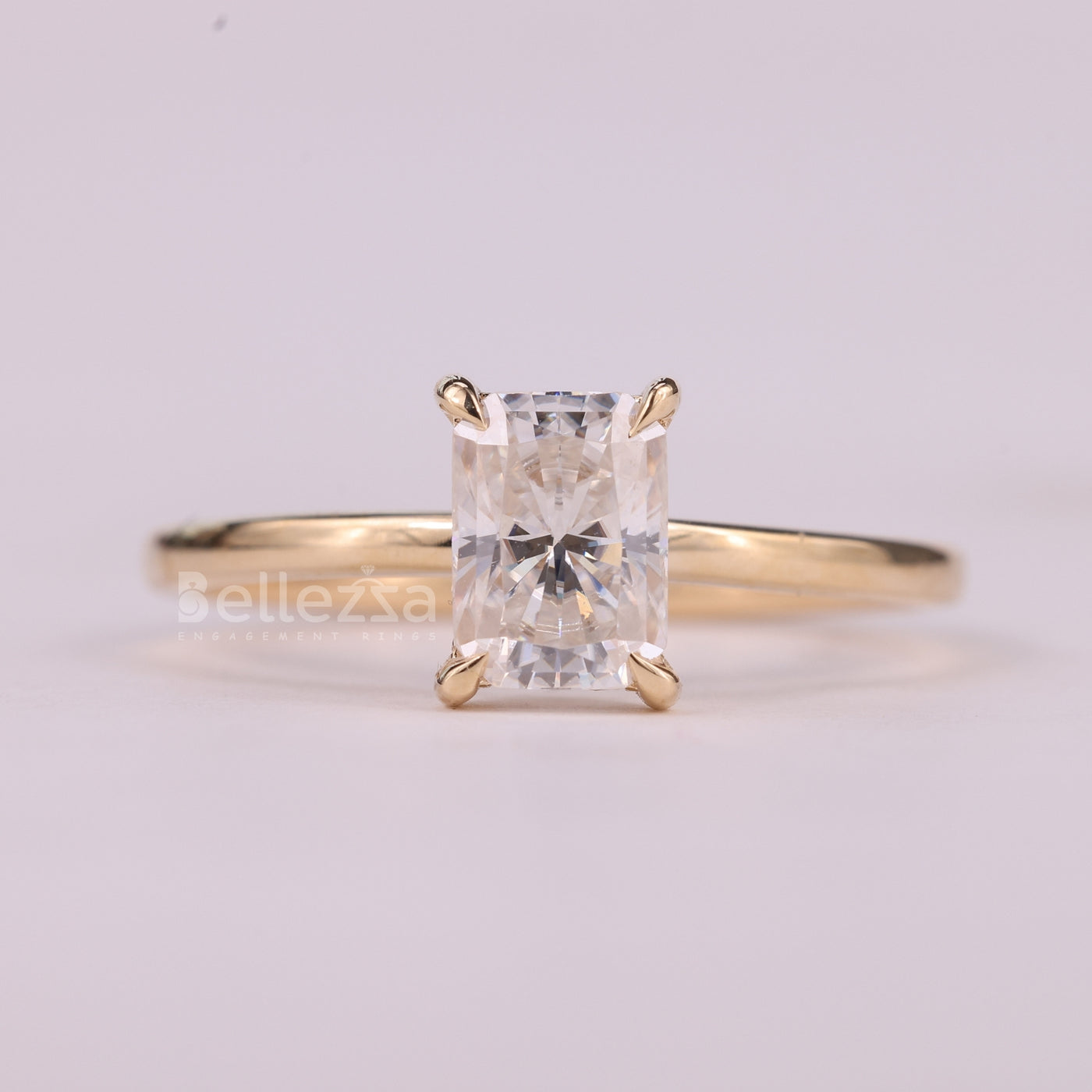 1.0CT Radiant Cut Hidden Halo Moissanite Engagement Ring