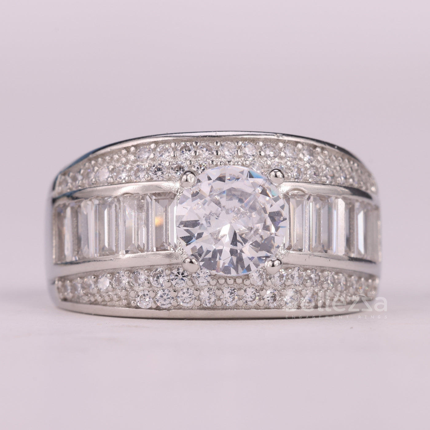 1.0CT Round Cut Cluster Diamond Moissanite Engagement Ring