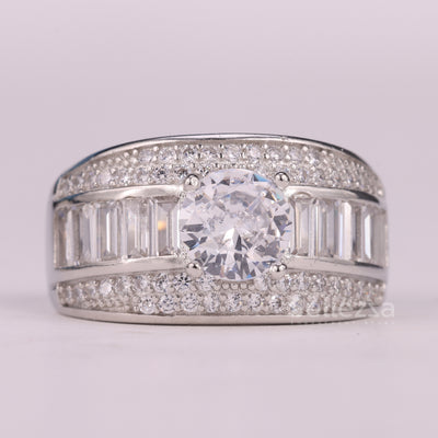 1.0CT Round Cut Cluster Diamond Moissanite Engagement Ring