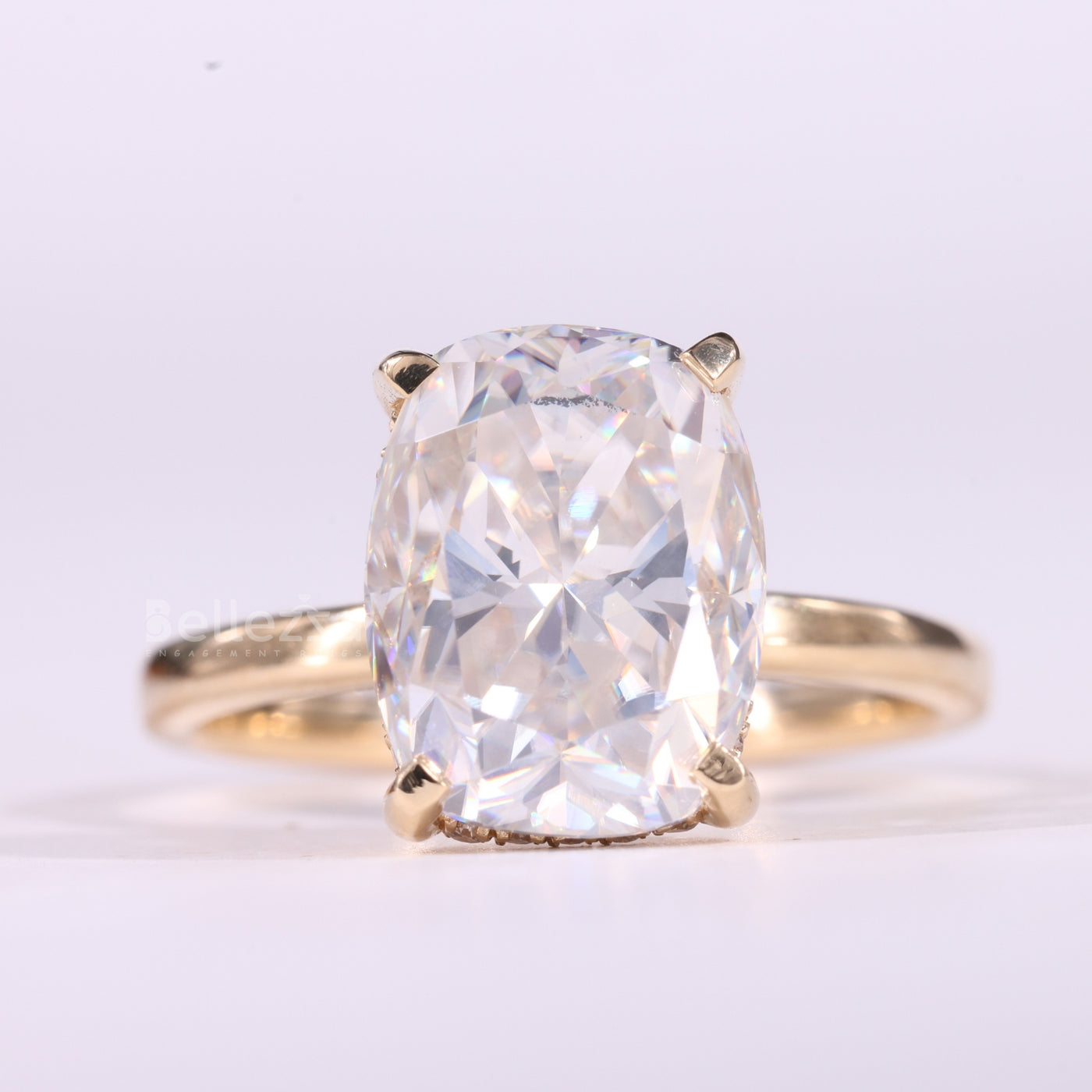 1.50CT Elongated Cushion Cut Hidden Halo Moissanite Engagement Ring